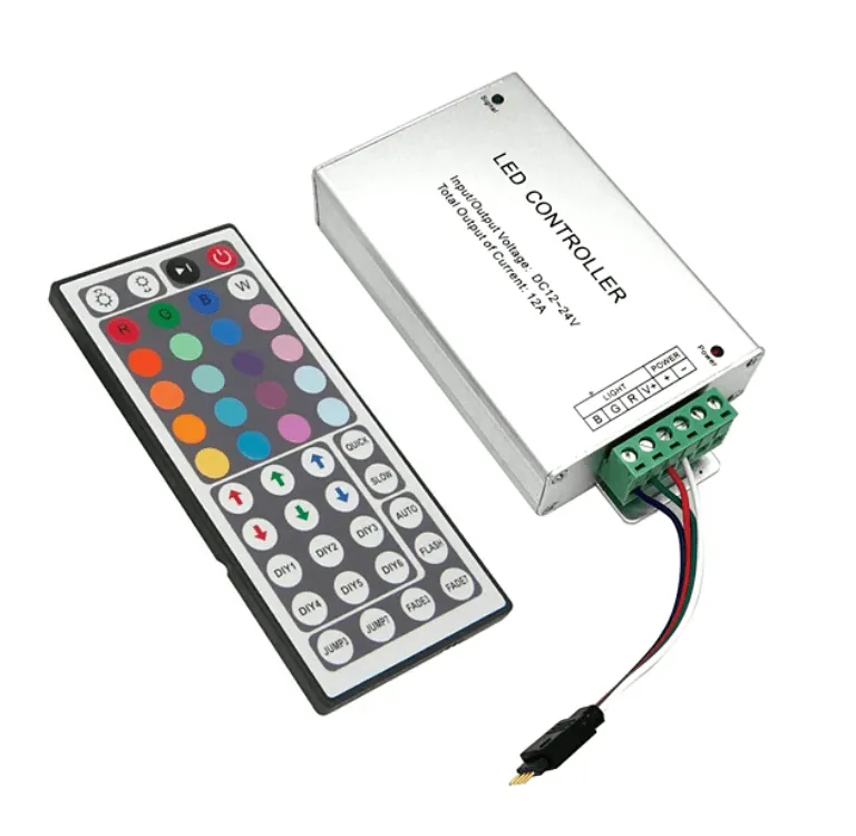 12V/24V 24A RGB LED Strip Controller with IR 44 Key Remote For RGB SMD 5050 3528