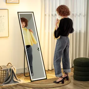 150 x 40cm Full Length Mirror w/ Adjustable Lights Metal Frame Black