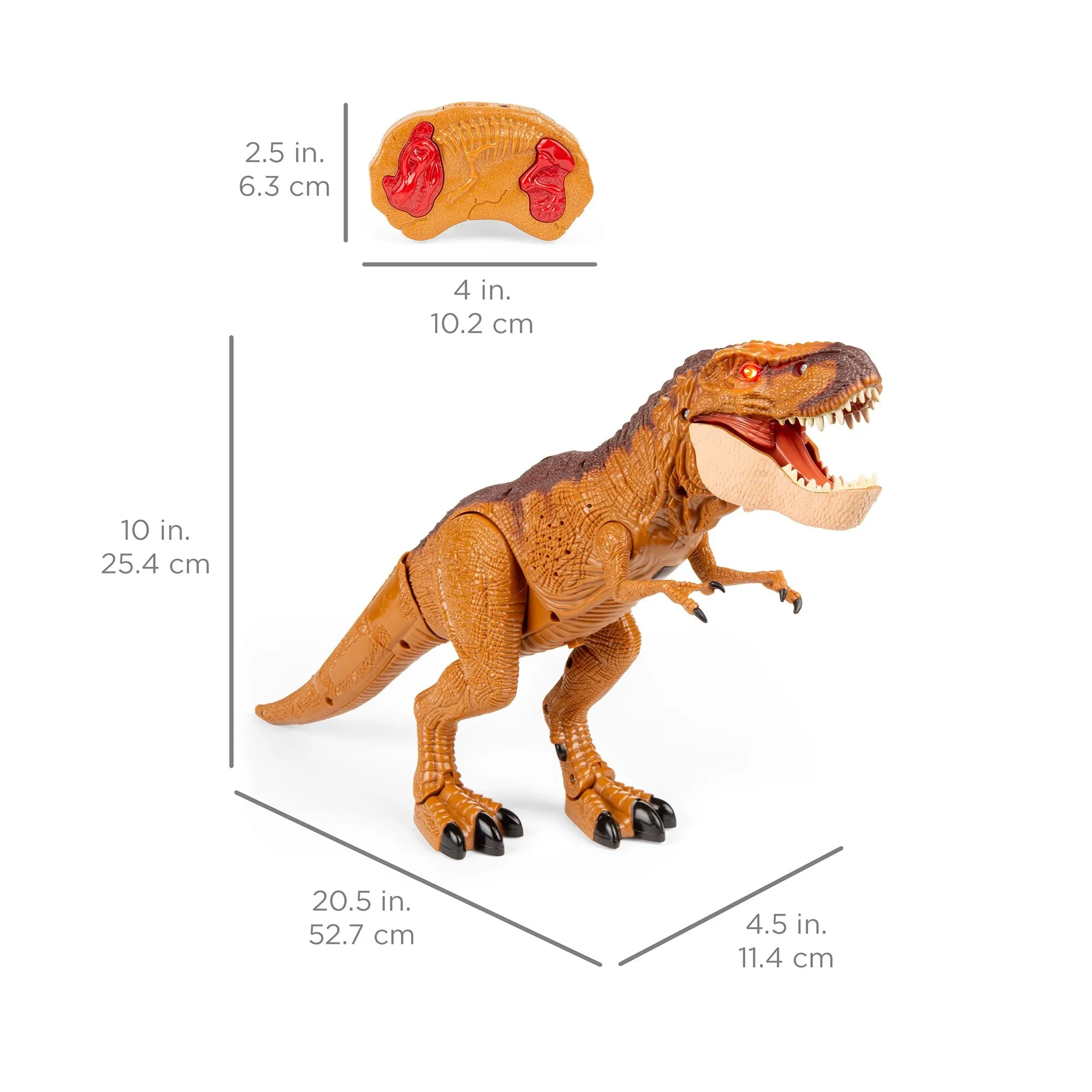 21in Kids Walking RC Remote Control T-Rex Dinosaur Toy w/ Lights, Sounds