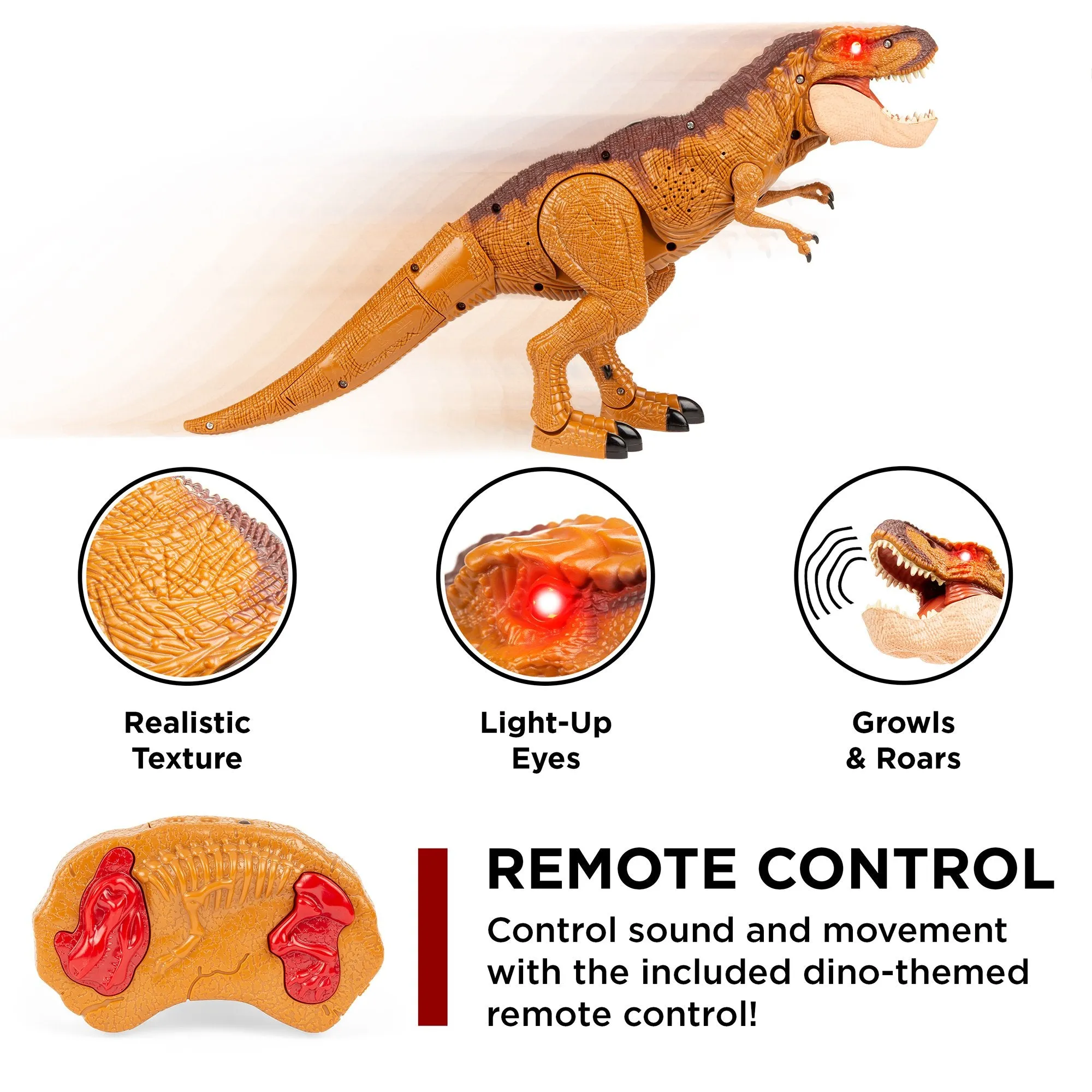 21in Kids Walking RC Remote Control T-Rex Dinosaur Toy w/ Lights, Sounds