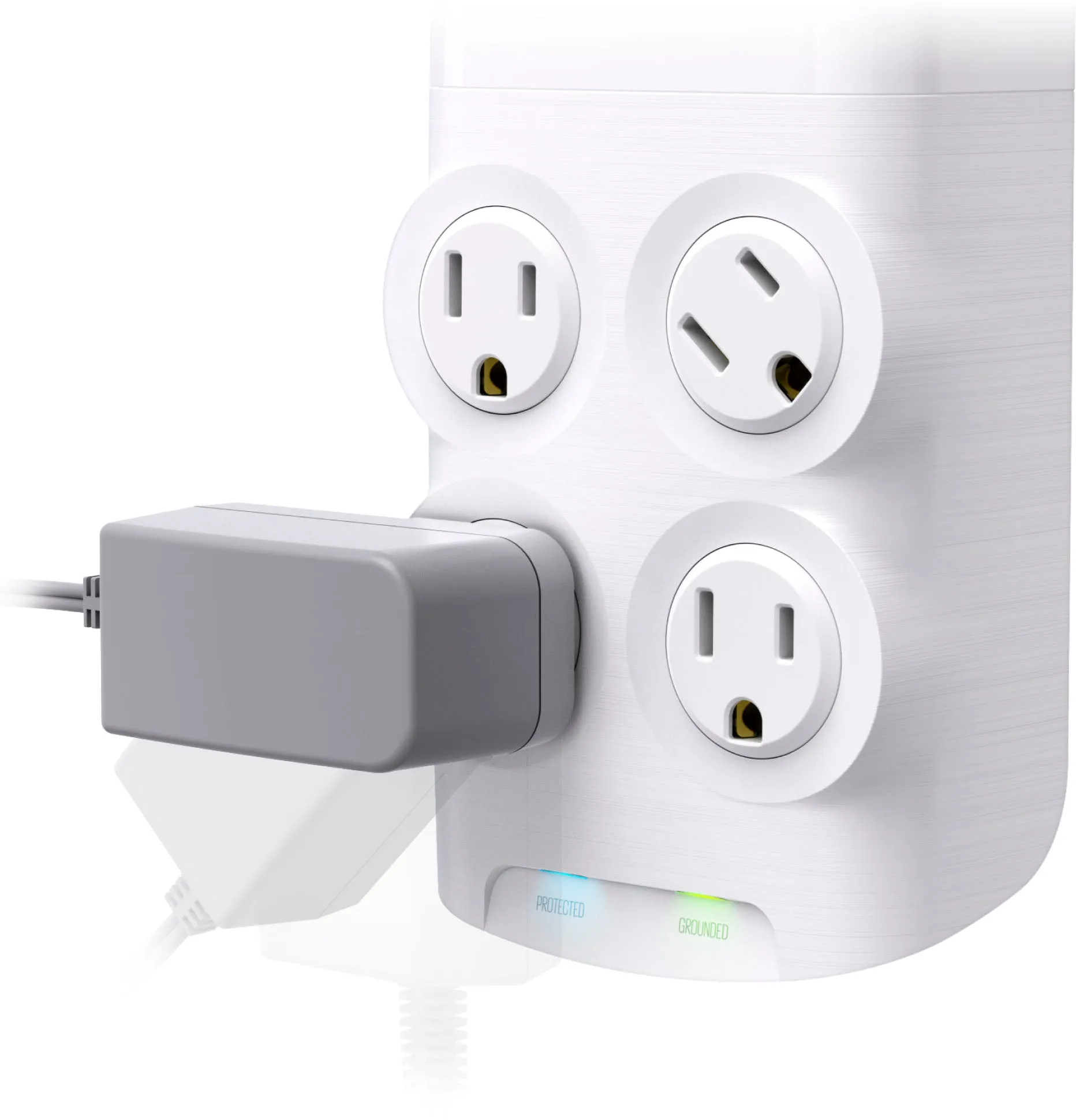 360 Electrical - Revolve60, 4 Rotating Outlets/ 2 USB-C 1080 Joules Surge Protector - White