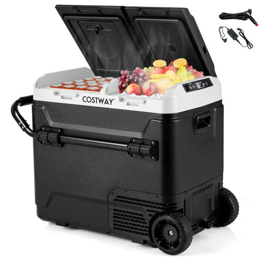 64QT Portable Compressor Fridge Freezer for Vehicles Camping Travel Truck RV Boat-Black