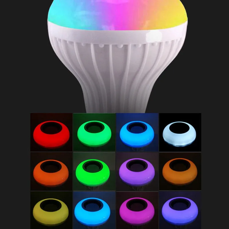 E27 Smart RGB RGBW Wireless Bluetooth Speaker Bulb Music Playing Dimmable LED Bulb Light Lamp with 24 Keys Remote Controller