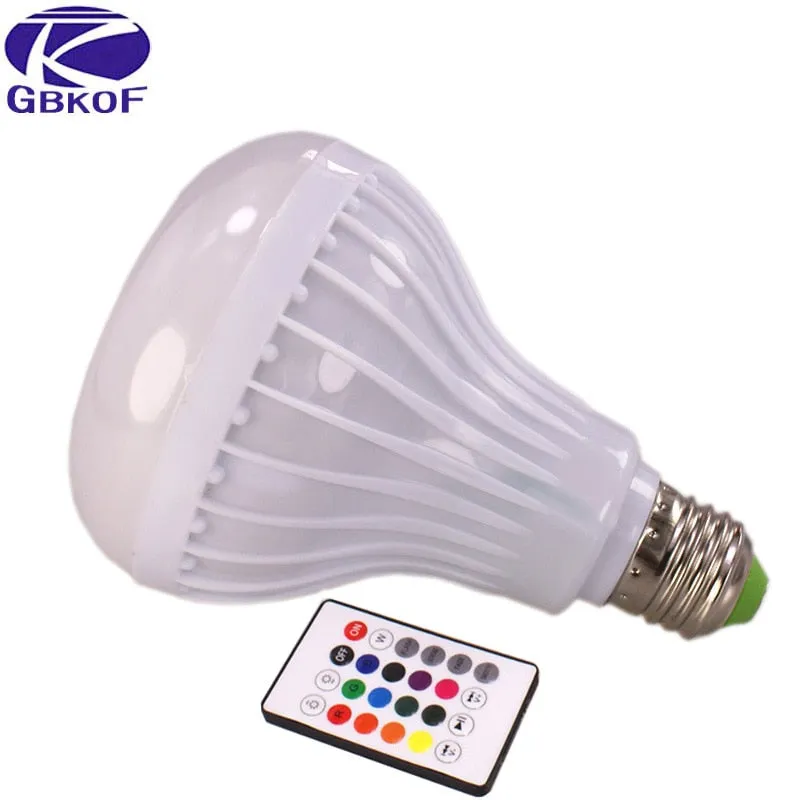 E27 Smart RGB RGBW Wireless Bluetooth Speaker Bulb Music Playing Dimmable LED Bulb Light Lamp with 24 Keys Remote Controller