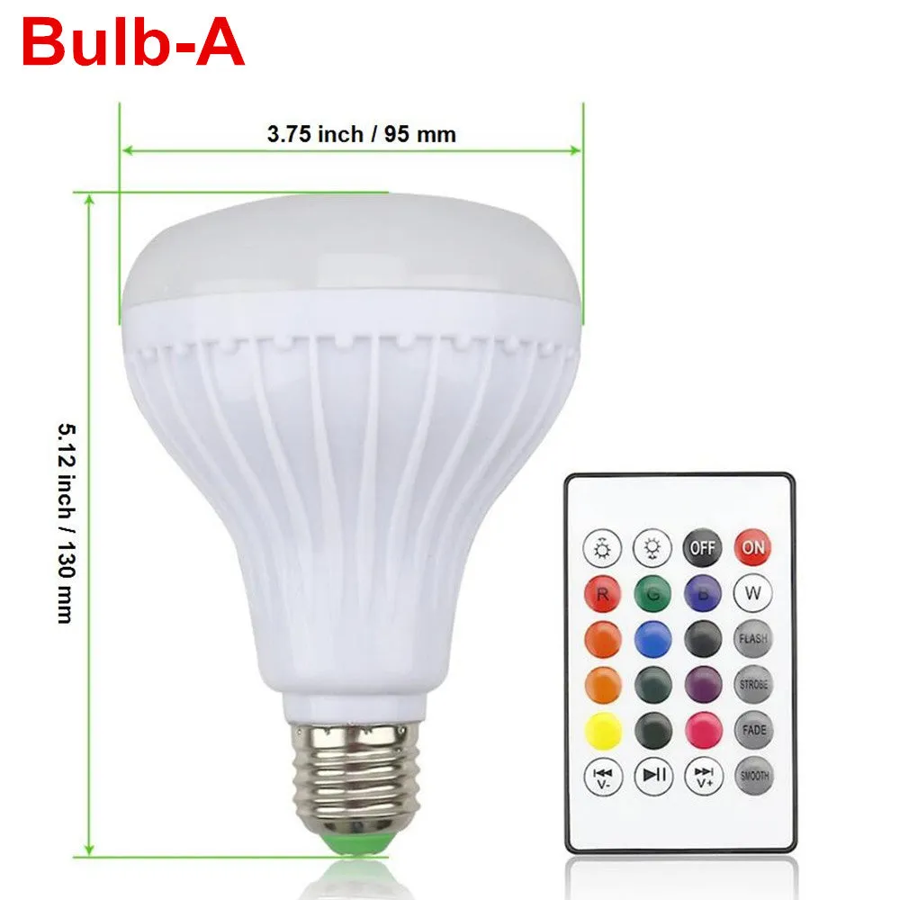 E27 Smart RGB Wireless Bluetooth Speaker Bulb Music Playing Dimmable LED RGB Music Bulb Light Lamp with 24 Keys Remote Control