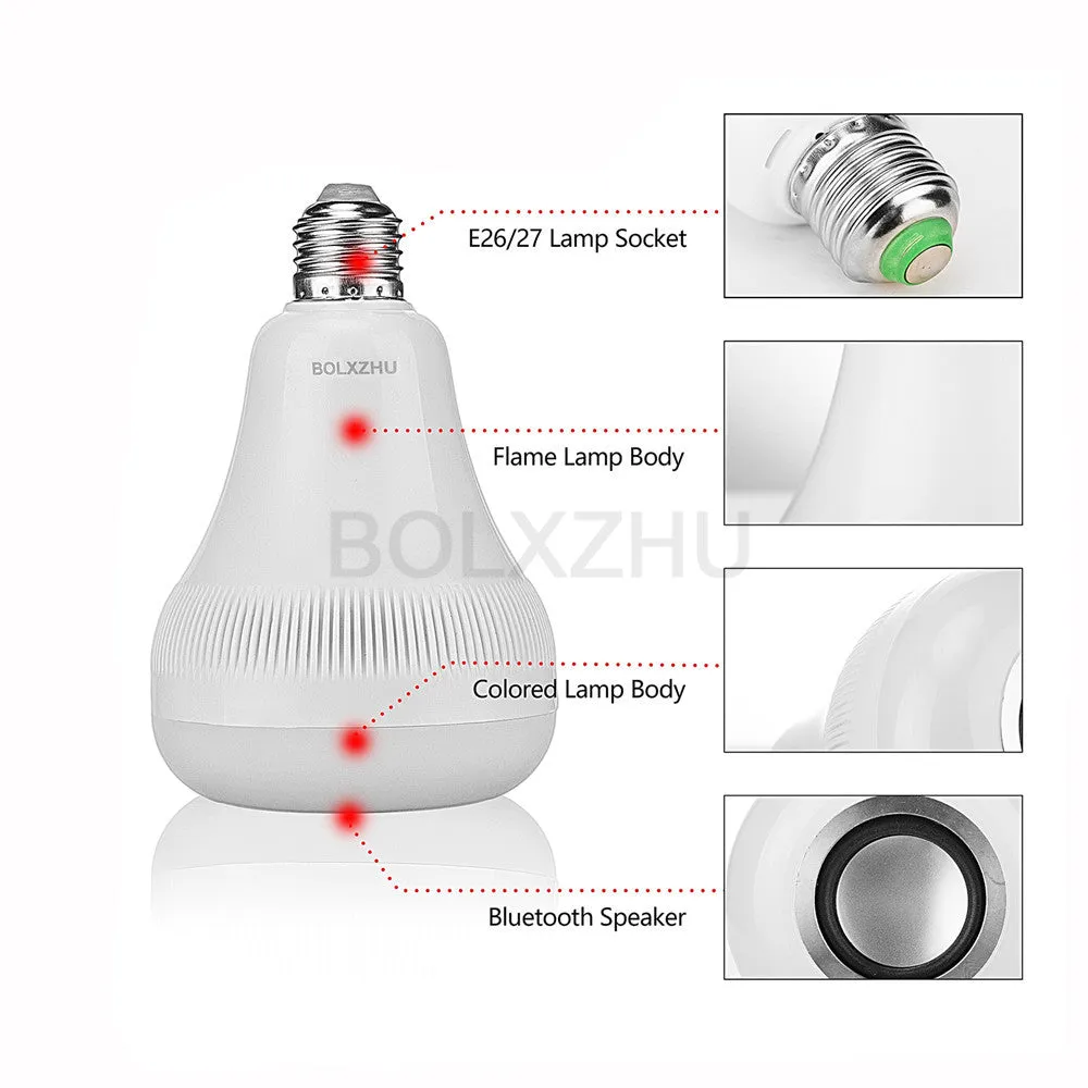 E27 Smart RGB Wireless Bluetooth Speaker Bulb Music Playing Dimmable LED RGB Music Bulb Light Lamp with 24 Keys Remote Control