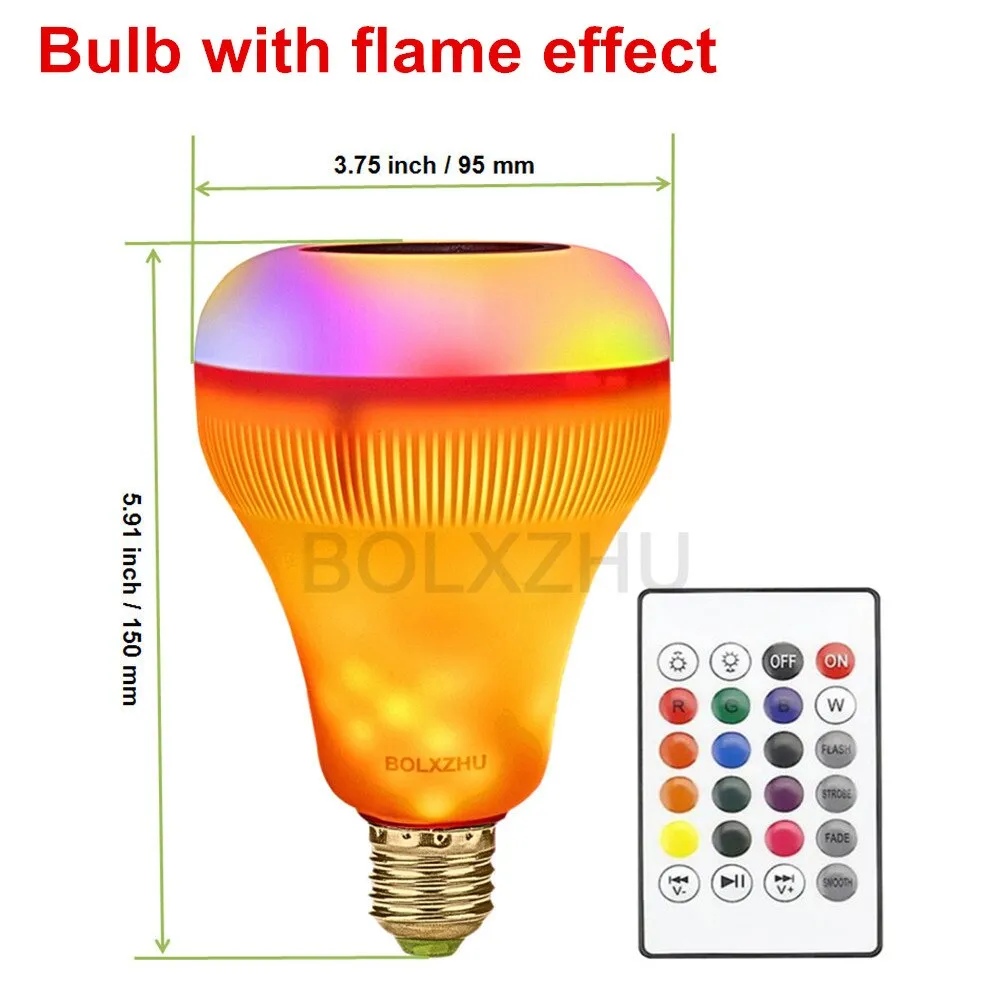 E27 Smart RGB Wireless Bluetooth Speaker Bulb Music Playing Dimmable LED RGB Music Bulb Light Lamp with 24 Keys Remote Control