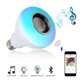 E27 Smart RGB Wireless Bluetooth Speaker Bulb Music Playing Dimmable LED RGB Music Bulb Light Lamp with 24 Keys Remote Control