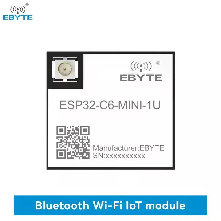 Ebyte ESP32-C6-MINI-1U 2.4GHz Bluetooth Wifi IOT SoC Module 20dbm 180m WIFI6 BLE5.3 ESP32-C6 MQTT IPV6 4M Flash AT Command IPEX