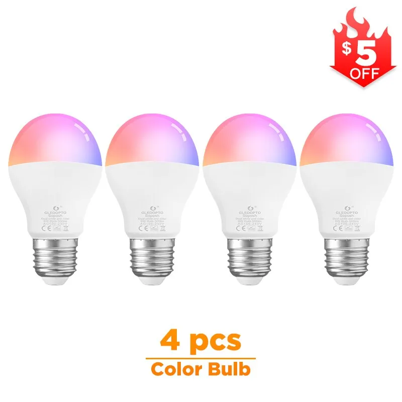 GLEDOPTO LED 6W RGB CCT led bulb Zigbee smartLED bulb e26e27 AC100-240V WW/CW  rgb led bulb dimmable light dual white and color