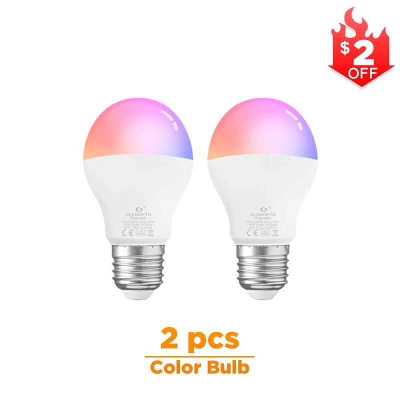 GLEDOPTO LED 6W RGB CCT led bulb Zigbee smartLED bulb e26e27 AC100-240V WW/CW  rgb led bulb dimmable light dual white and color