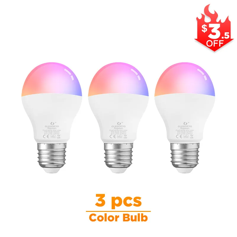 GLEDOPTO LED 6W RGB CCT led bulb Zigbee smartLED bulb e26e27 AC100-240V WW/CW  rgb led bulb dimmable light dual white and color