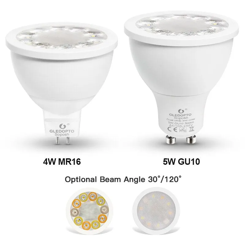 GLEDOPTO smart home color and dual white 5W GU10 4W mr16  2700-6500K LED spotlight zigbee 3.0 work with amazon alexa echo puls