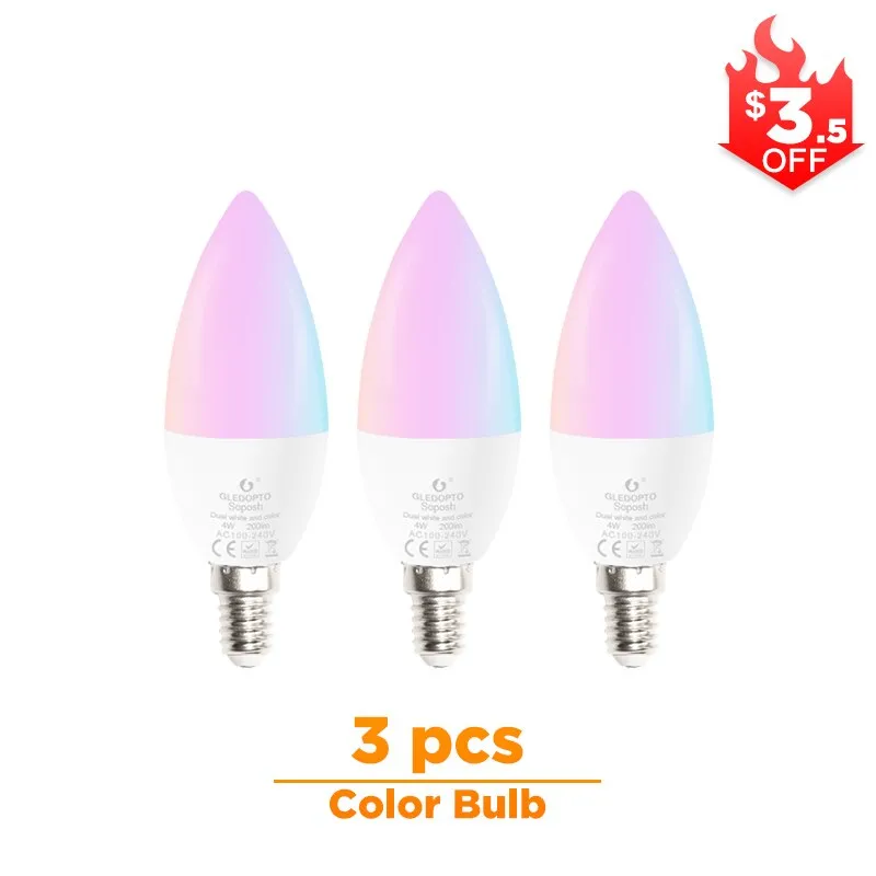 GLEDOPTO zigbee led smart bulb 4W  E12/E14 dimmable RGBCCT  Ambiance Decorative Candle Bulbs Compatible with Amazon Echo Plus AC