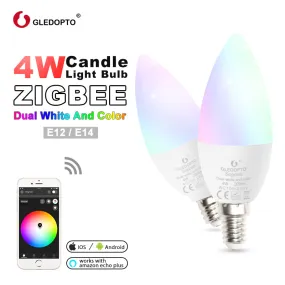 GLEDOPTO zigbee led smart bulb 4W  E12/E14 dimmable RGBCCT  Ambiance Decorative Candle Bulbs Compatible with Amazon Echo Plus AC