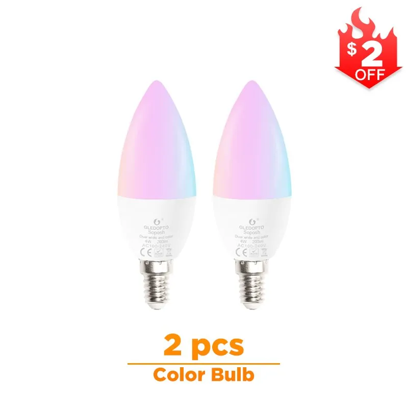 GLEDOPTO zigbee led smart bulb 4W  E12/E14 dimmable RGBCCT  Ambiance Decorative Candle Bulbs Compatible with Amazon Echo Plus AC