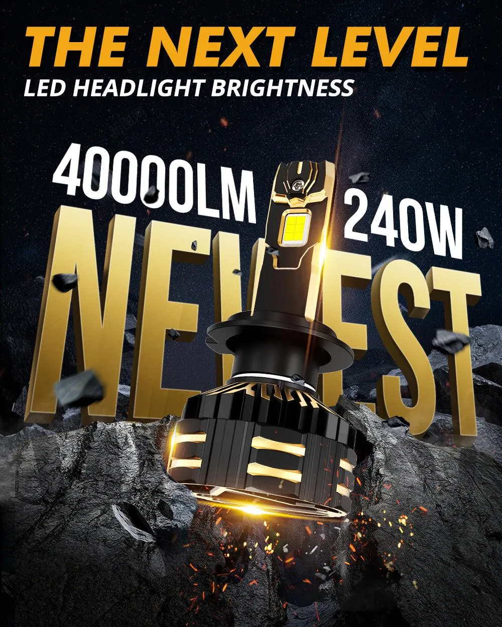 🆕H7 LED Headlight Bulbs 240W 40000LM GX-ULTRA Series 6500K Cool White | 2 Bulbs