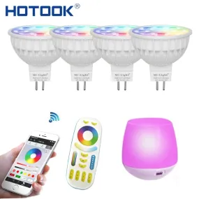 HOTOOK Mi Light WIFI LED Bulb RGB CCT(2700-6500K)LED Lamp Smart Light Dimmable MR16 GU10 4WSpotlight 2.4G Remote and APP Control