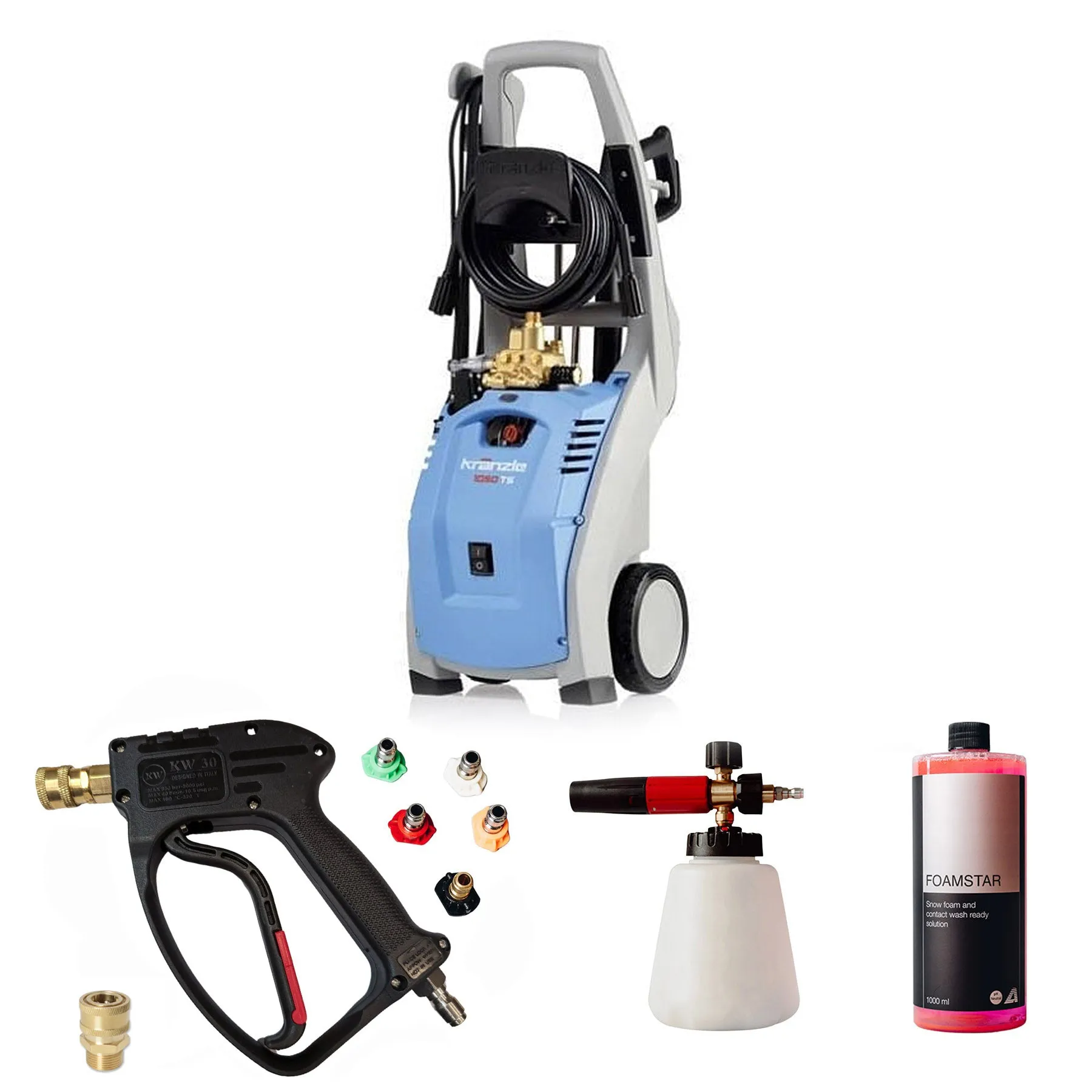 Kranzle K1050TS Pressure Washer with CleanSkin Short Trigger Gun, Snow Foam Lance Plus & Foamstar Shampoo Bundle (*)