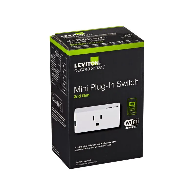 Leviton Decora Smart Grounded 1 outlets Smart-Enabled Mini Plug-In Adapter 1 pk