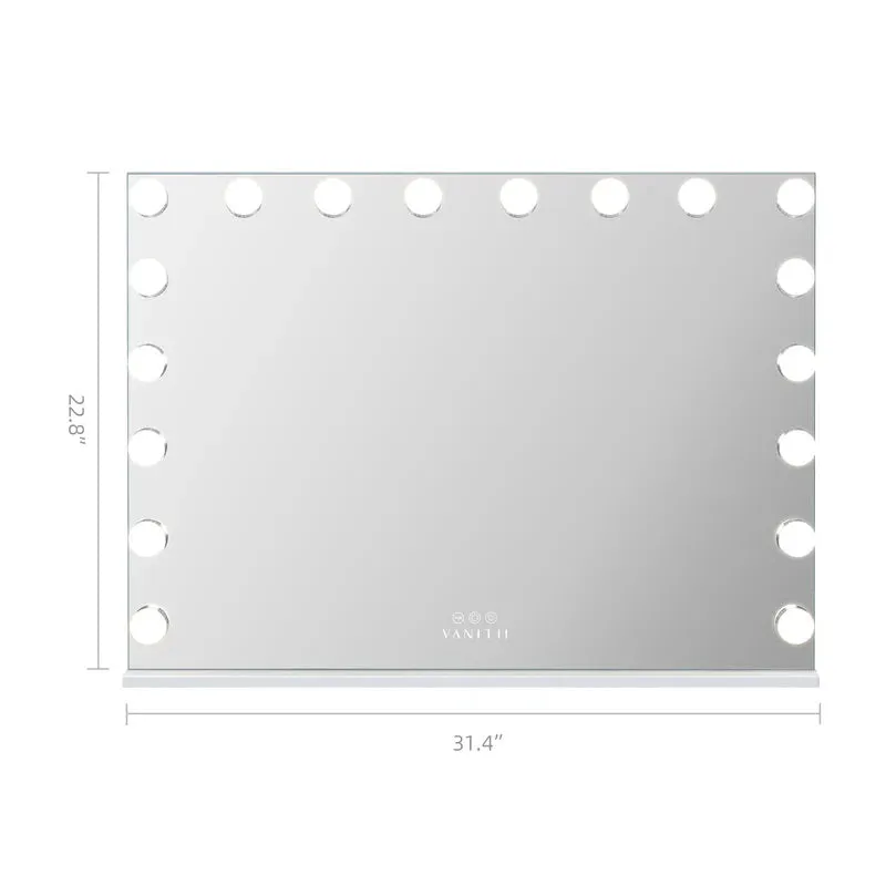 LUXE Hollywood Glow Vanity Mirror with RGB - 18 Dimmable LED Bulbs & Smart Touch Control