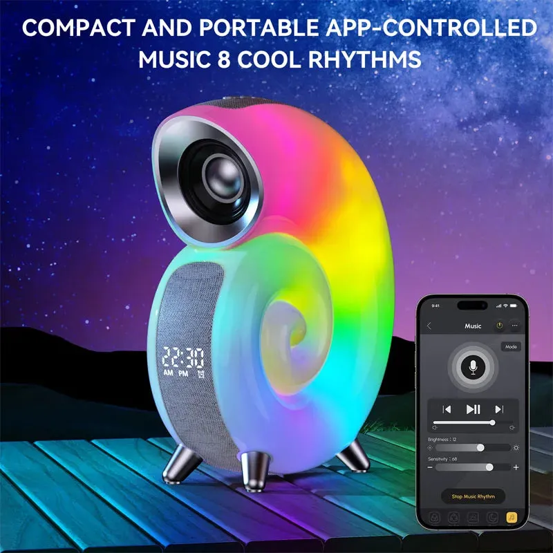 NEW APP Control RGB Atmosphere Night Light Conch Bluetooth Speaker Music , Natural Sleep Aid Alarm Clock Room Decoration