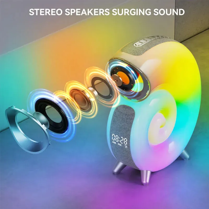 NEW APP Control RGB Atmosphere Night Light Conch Bluetooth Speaker Music , Natural Sleep Aid Alarm Clock Room Decoration