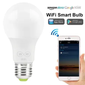 New E27 WiFi Smart LED Light Bulbs Intellegent App Remote Control Bulbs Walk-up Warn Lighting Work With Alexa Google Assistant