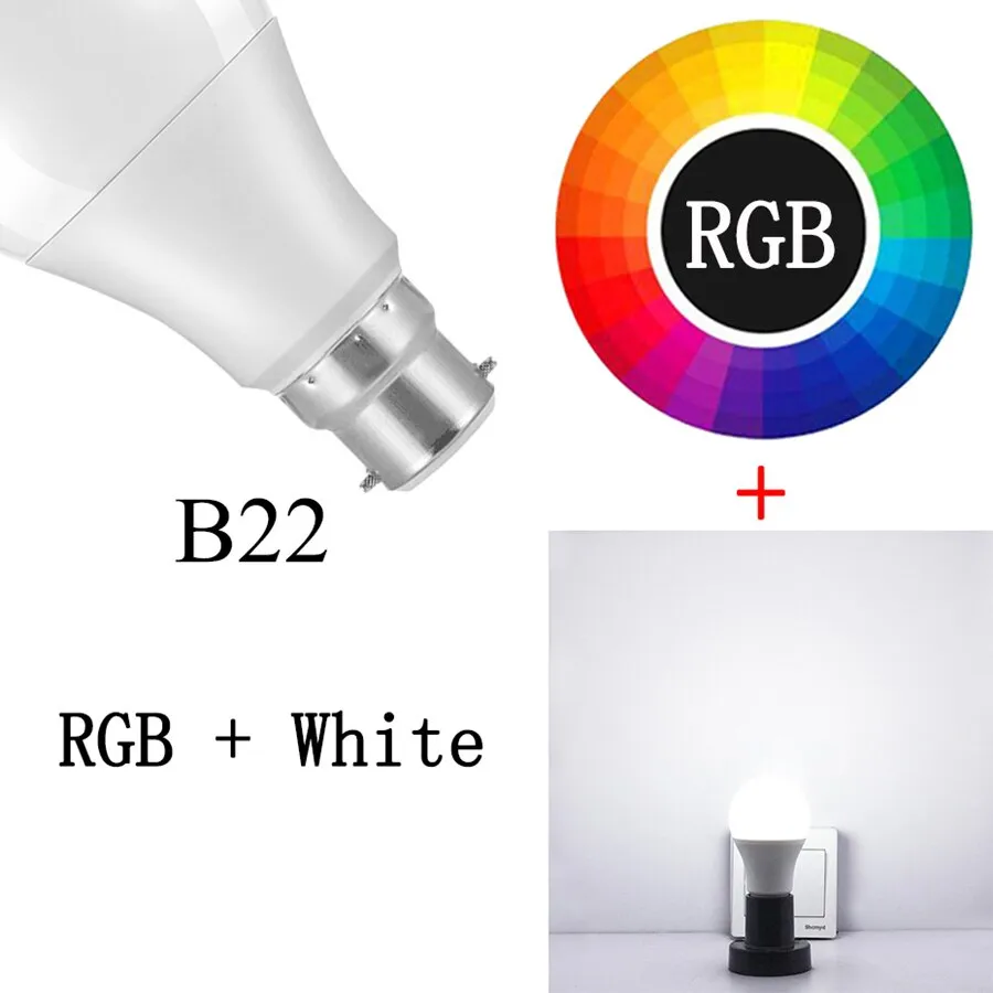 Newest 15W RGB Bluetooth Smart LED Bulb E27 Dimmable B22 RGBW RGBWW LED Bulb Music Voice Control Smart Light Lamp for Home Decor