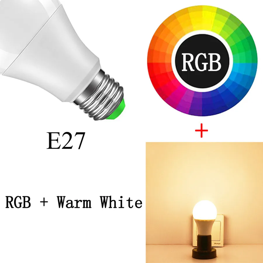 Newest 15W RGB Bluetooth Smart LED Bulb E27 Dimmable B22 RGBW RGBWW LED Bulb Music Voice Control Smart Light Lamp for Home Decor