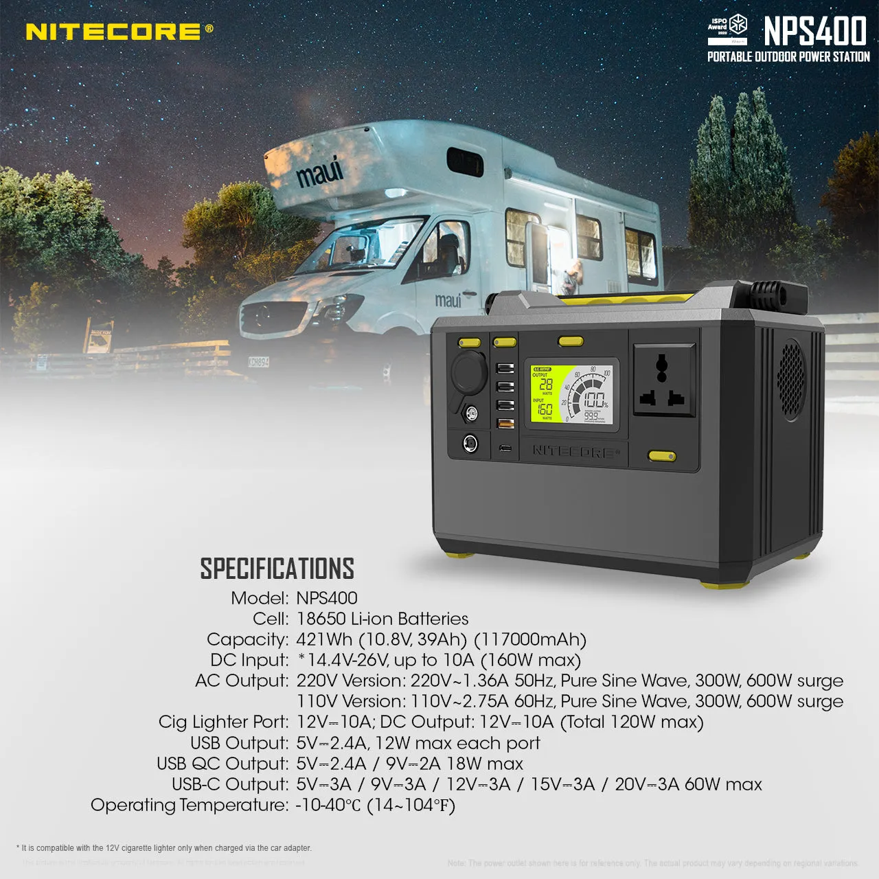 NITECORE PORTABLE POWER STATION 117000MAH (NPS400)