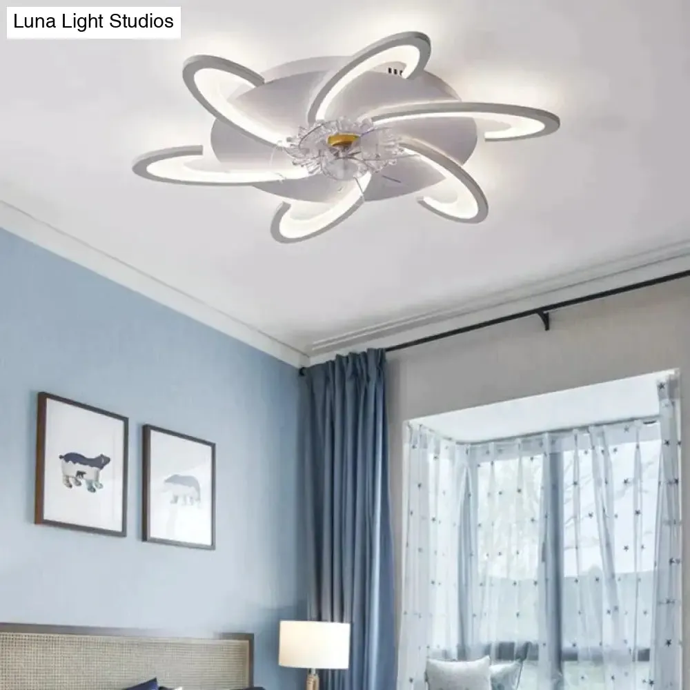 Nordic living room led creative smart windmill ceiling fan light