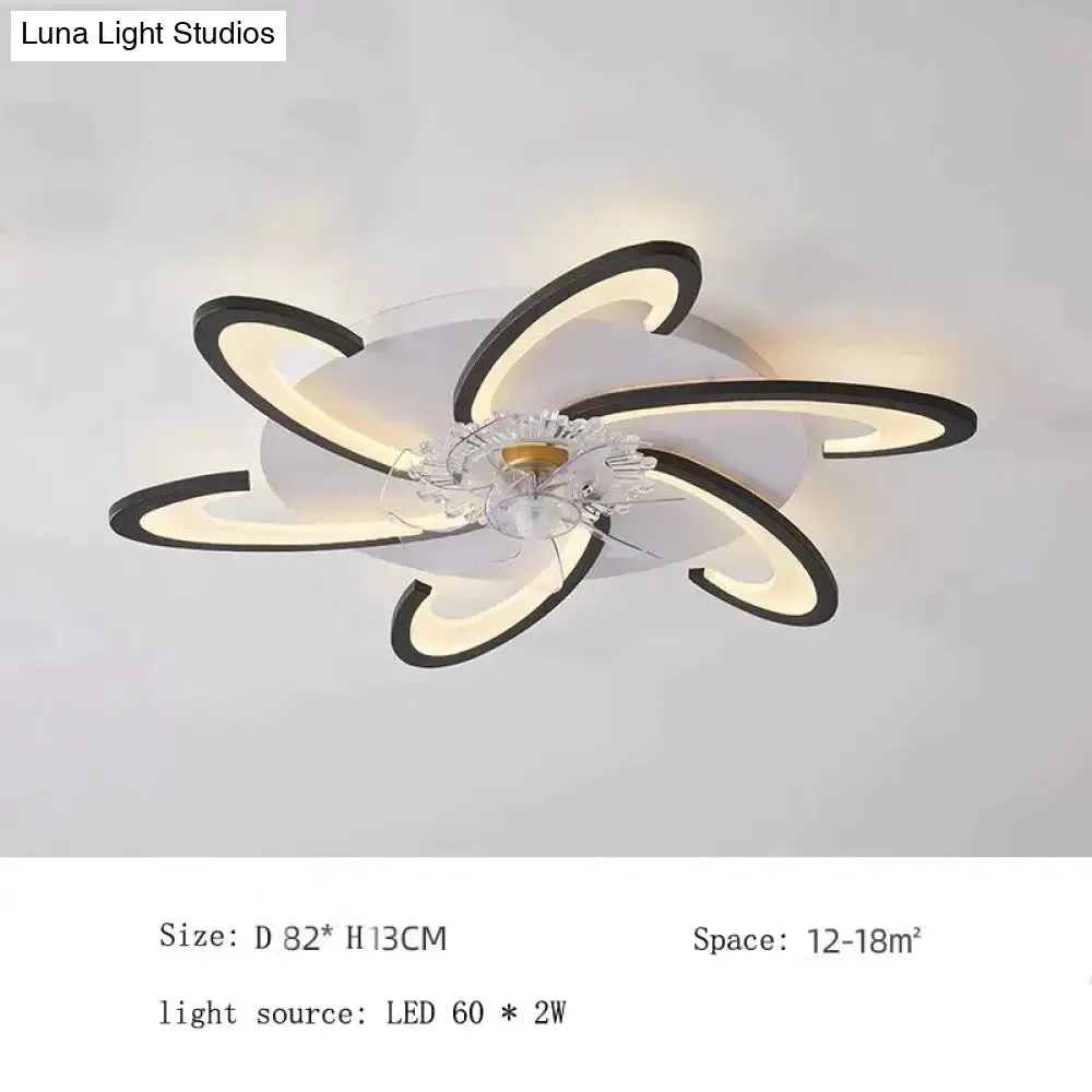 Nordic living room led creative smart windmill ceiling fan light