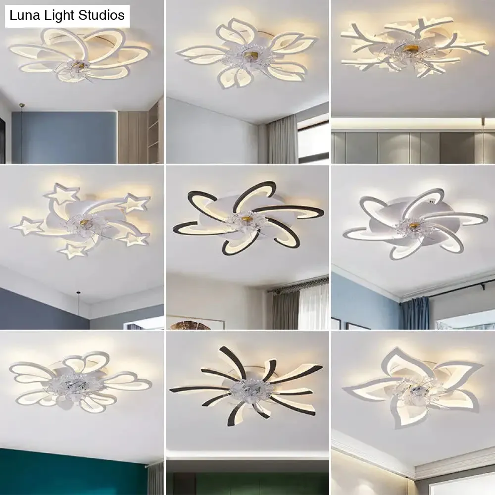 Nordic living room led creative smart windmill ceiling fan light