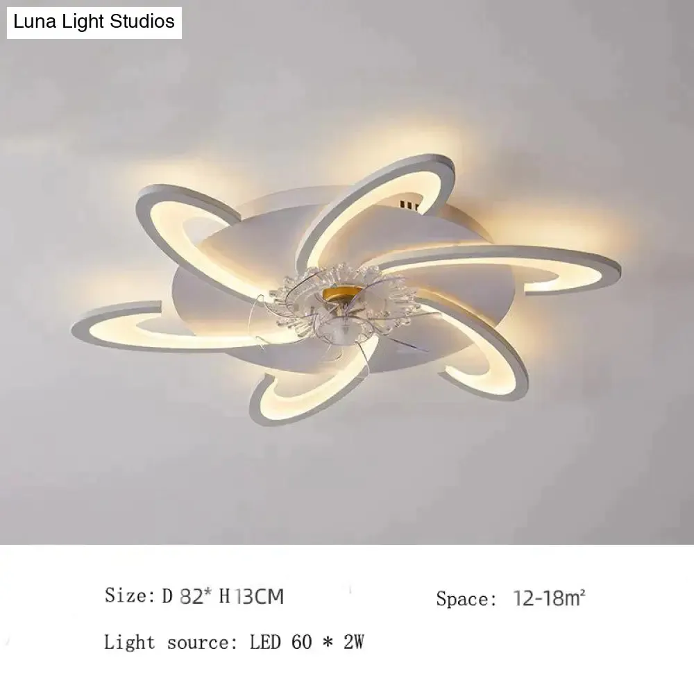 Nordic living room led creative smart windmill ceiling fan light