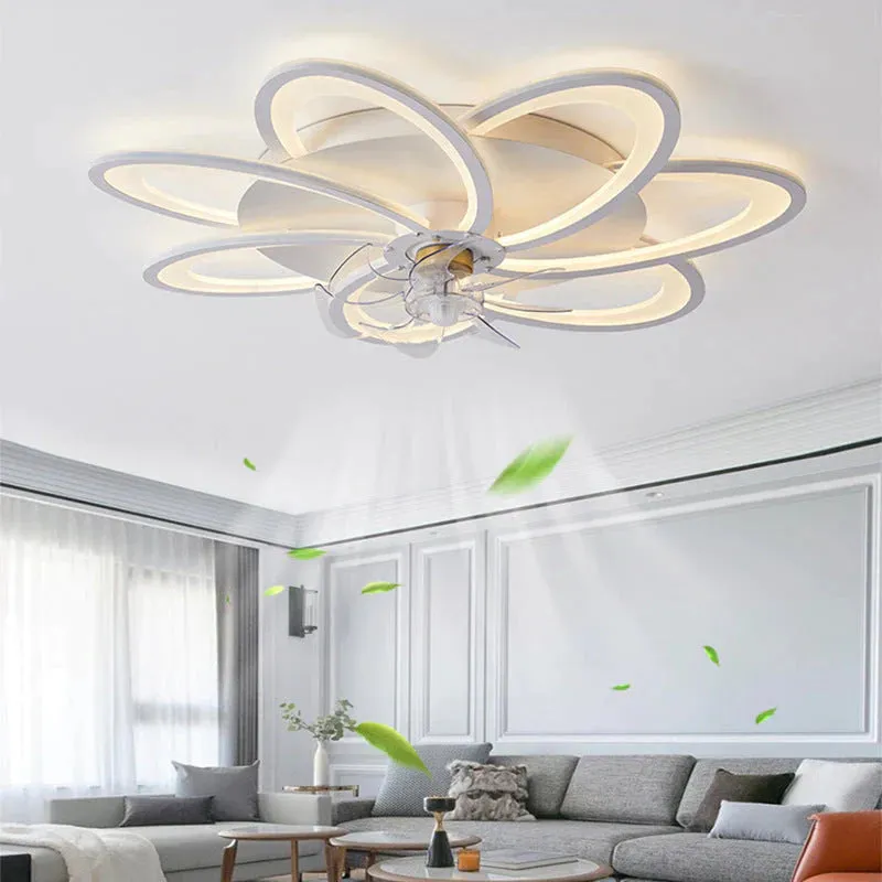 Nordic living room led creative smart windmill ceiling fan light