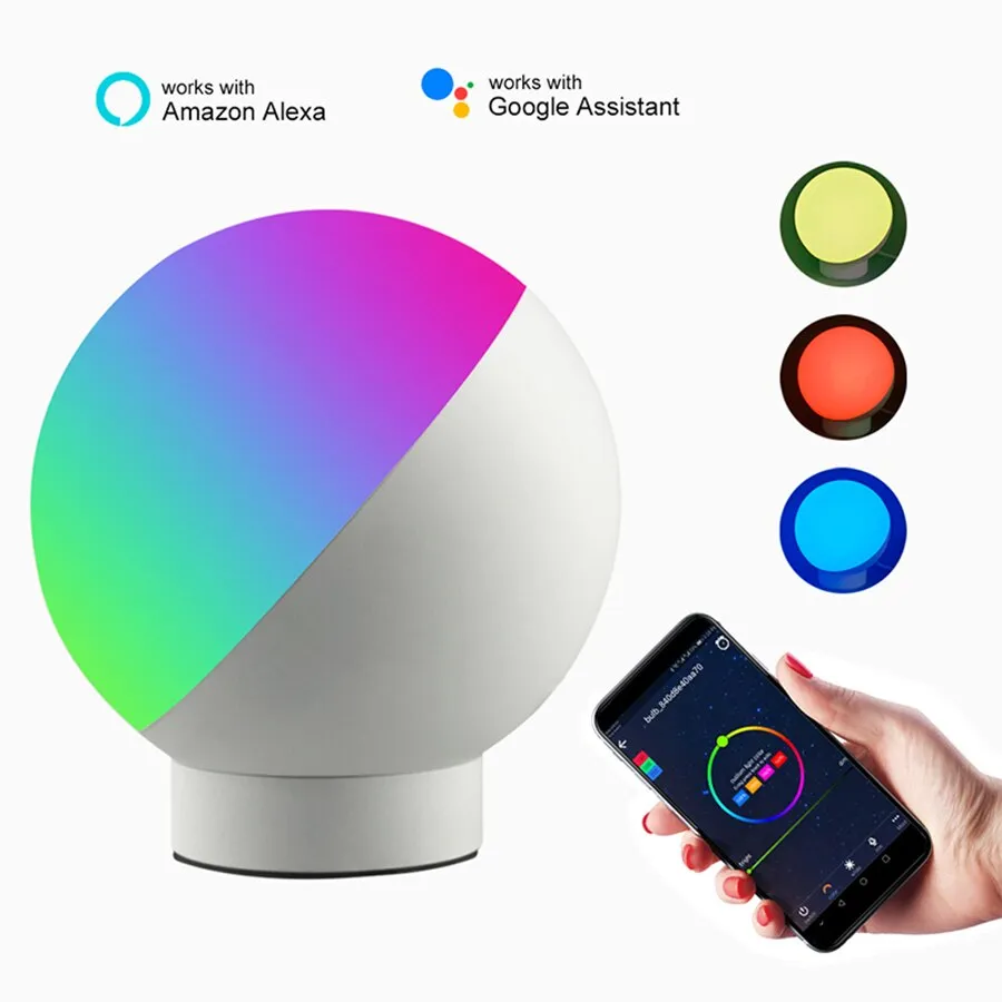 RGB LED Desk Lamps 7W Smart Voice LED Control WiFi App Remote Dimmable Bedroom Table Night Lights Work With Alexa Google Home