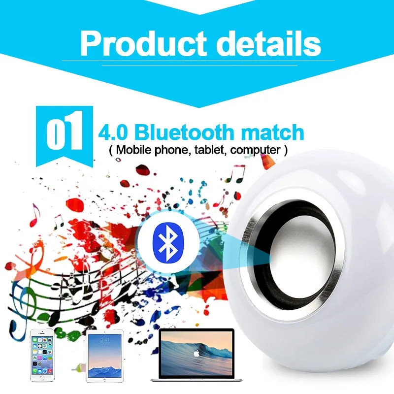 Smart E27 RGB Bluetooth Speaker LED Bulb Light 12W Music Playing Dimmable Wireless Led Lamp with 24 Keys Remote Control