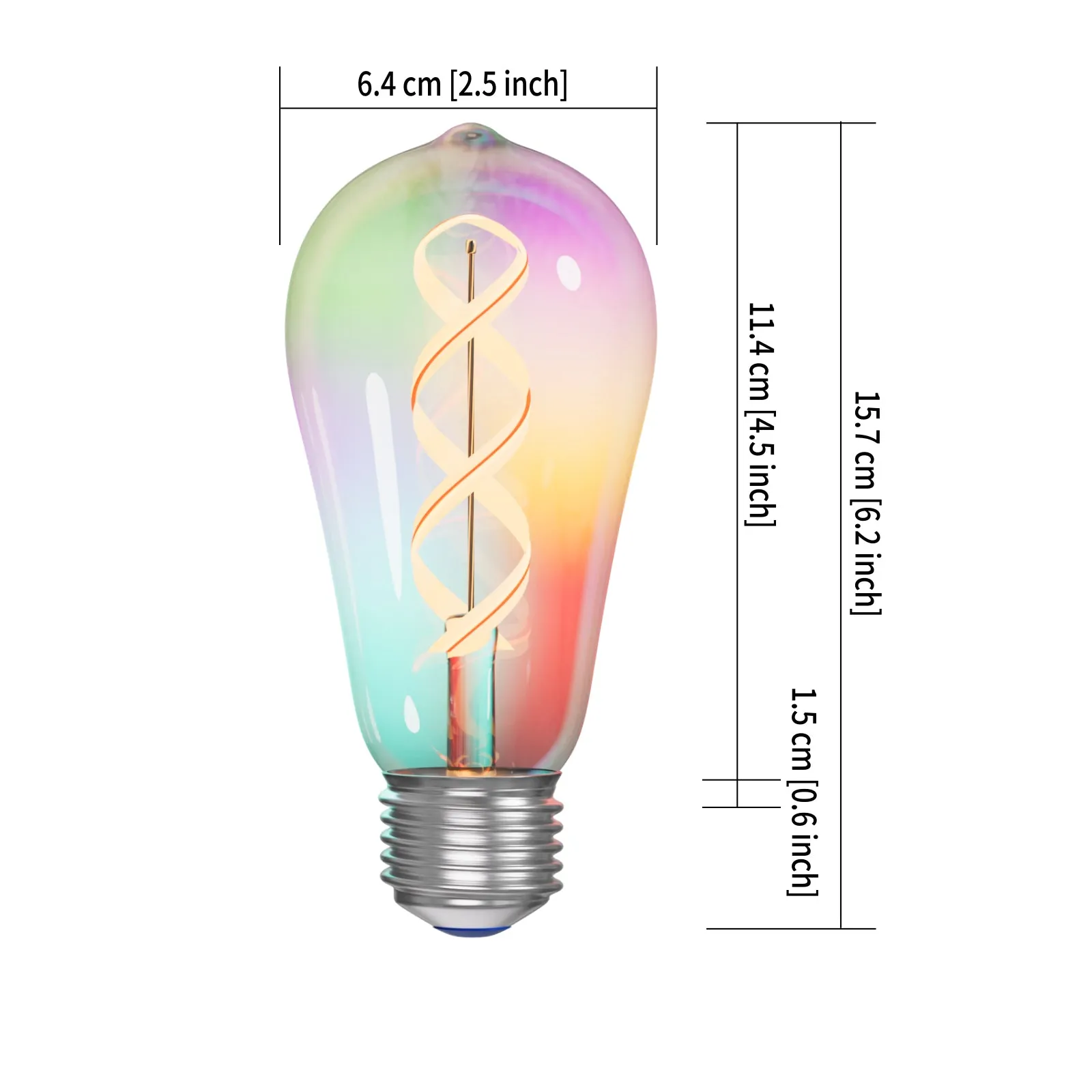 Smart WiFi LED Dimmable Edison Bulb 5W E27 RGBCW Changeable Compatible with Alexa, Google Home No Hub Required