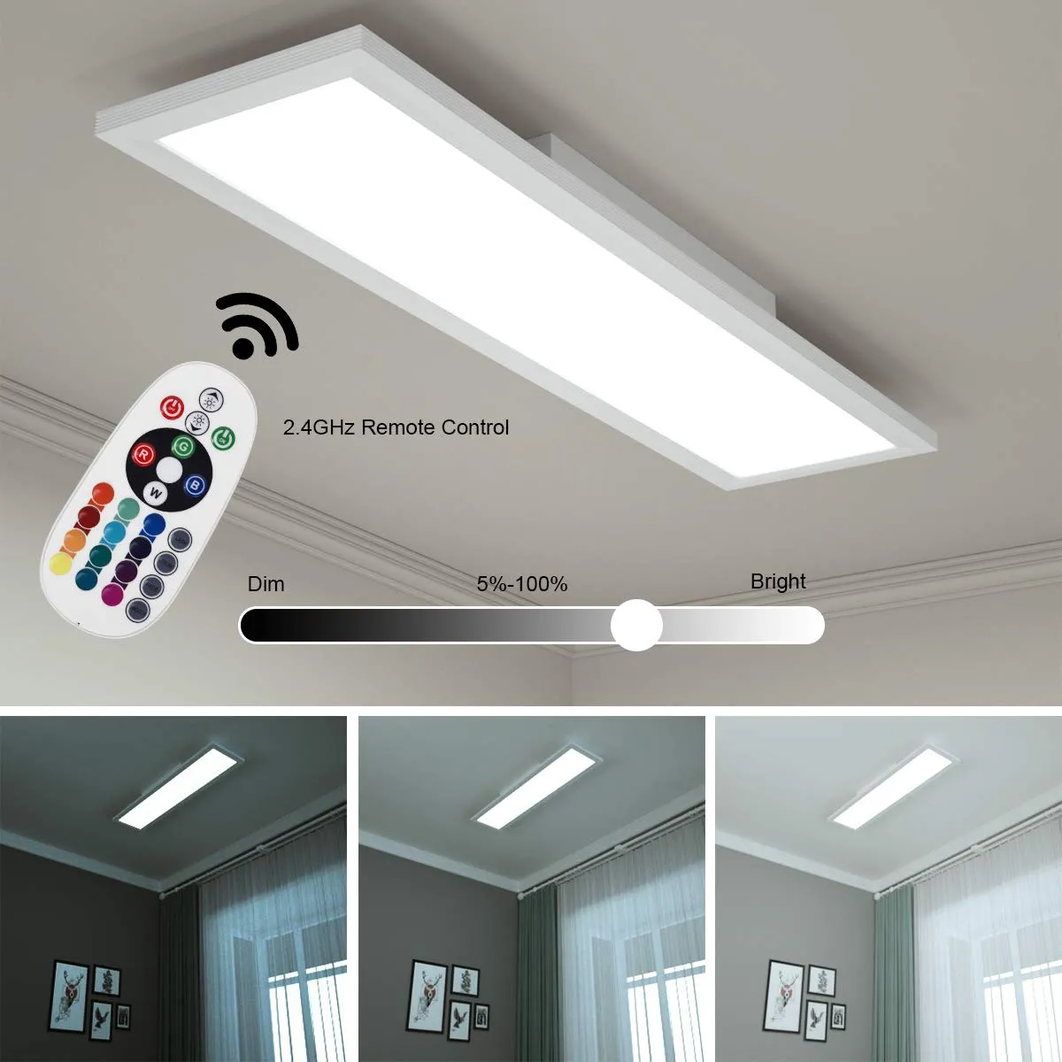 Tangkula Smart LED Ceiling Light, Dimmable RGB Light Panel with APP Control, 18W LED 1300 Lumens (White)