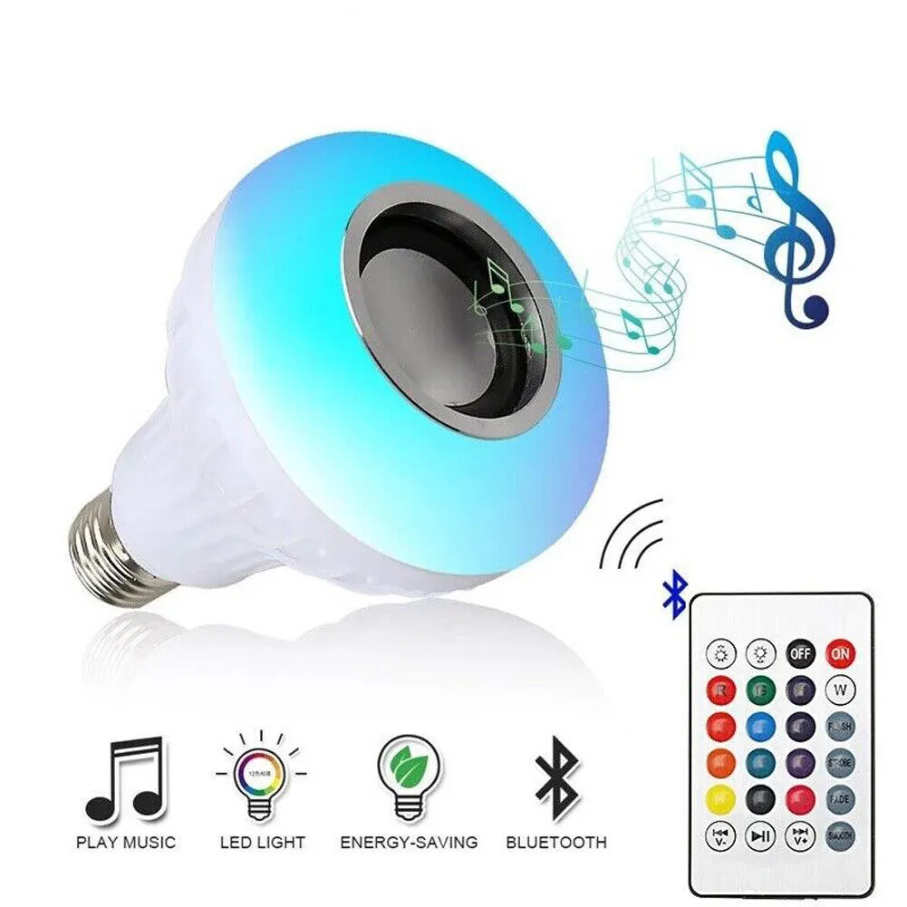 US 2-4 Pcs Wireless Bluetooth Light Bulb Speaker RGB E27 Smart Music Lamp Remote