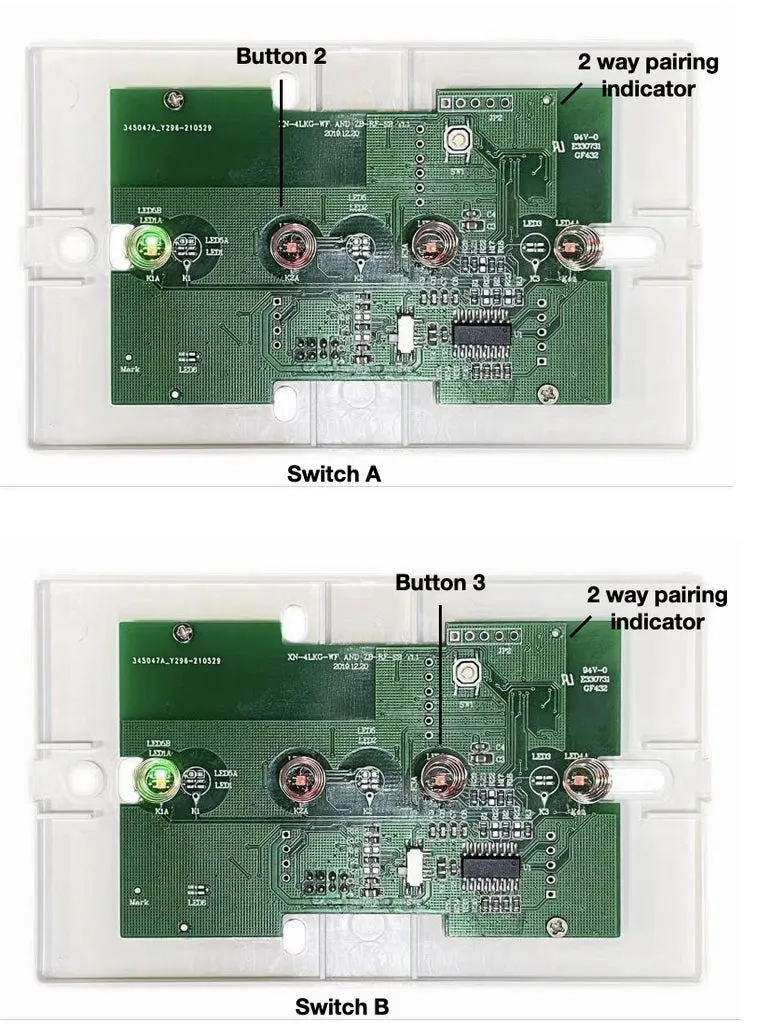 ZigBee 4 Gang 2 Way Switch Set for SmartThings, Hubitat and Philips Hue 2 Way Light Control